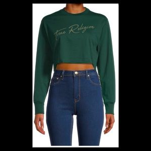True Religion: Long-Sleeve Logo Crop Top